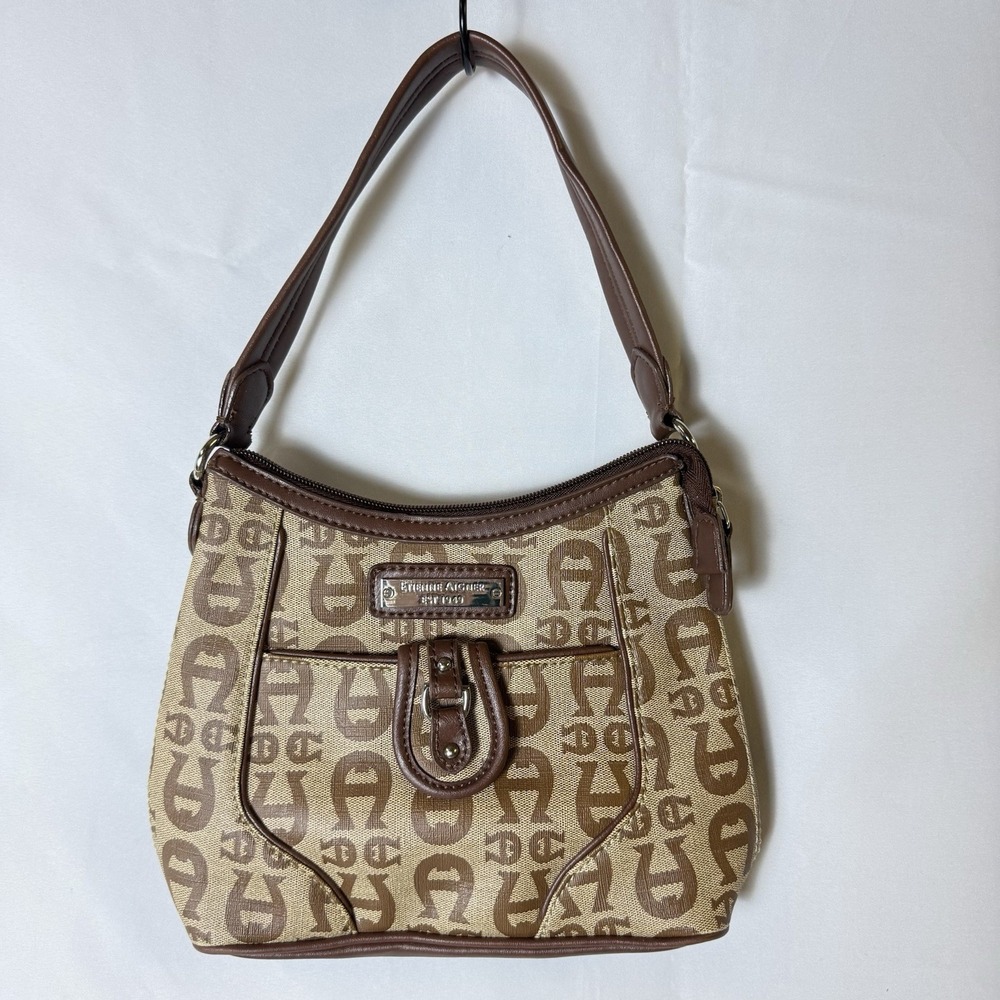 Etienne Aigner Womens Handbag Shoulder Leather Brown Tan Small Casual Party Chic